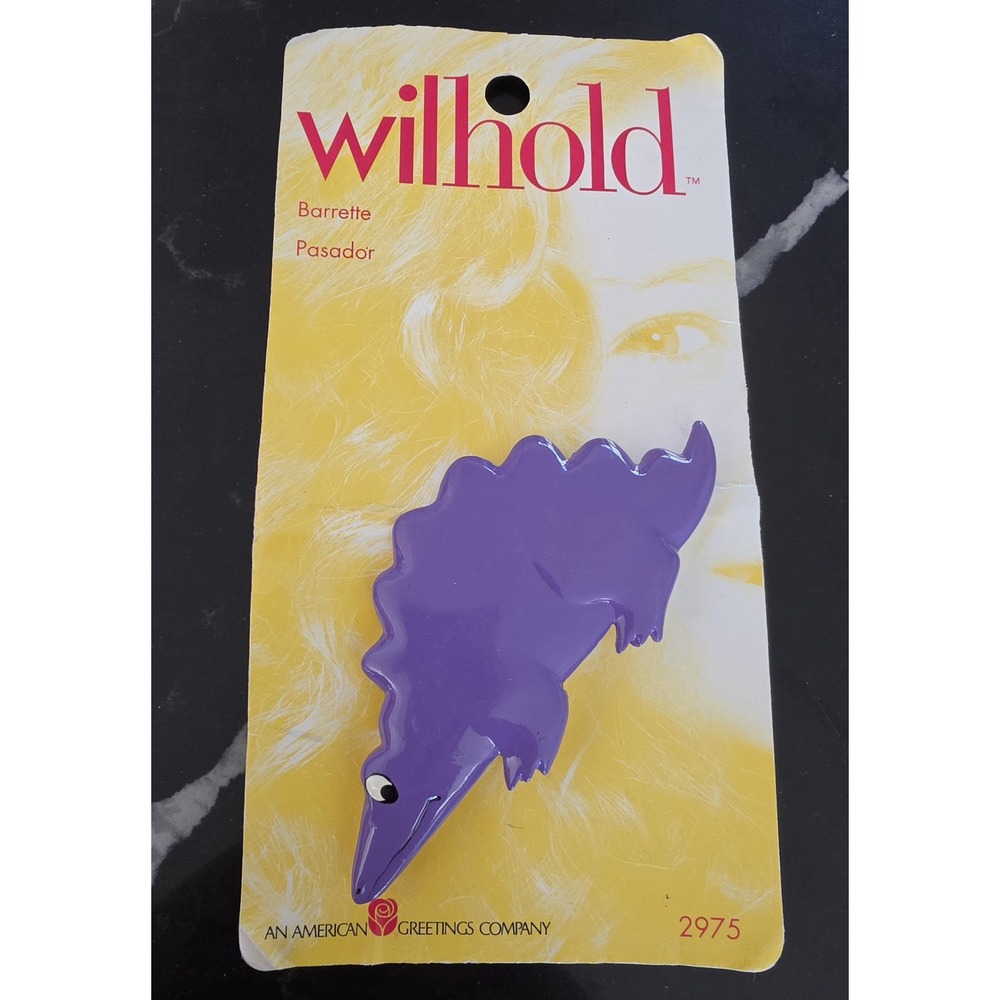 Vintage Wilhold Purple Dinosaur Barrette NOS 80s 90s Retro Hair Clip 2975 Dragon